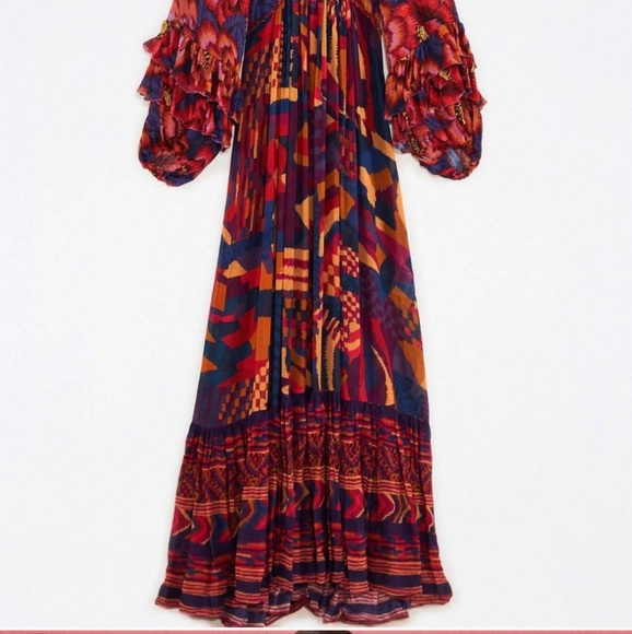 Farm Rio Blue Abstract Patches Maxidress - Picture 7 of 10